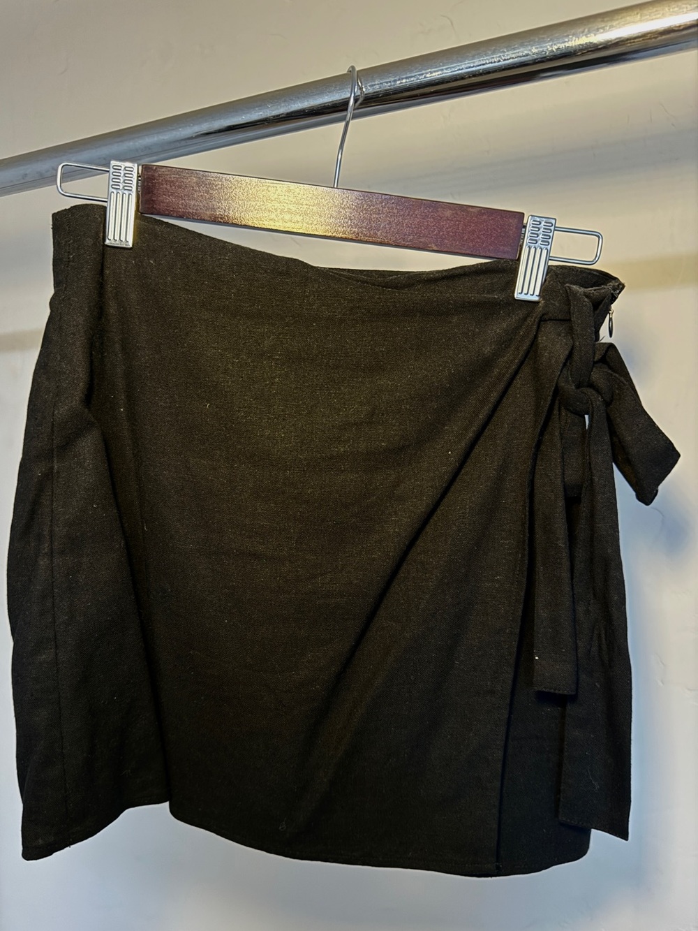 Forever 21 Black Tie-Wrap Mini Skirt